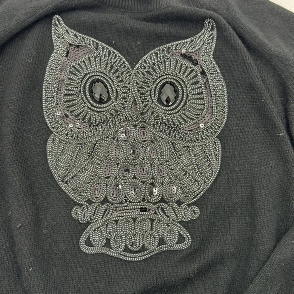 UEC black H&M sequin and beaded OWL sweater crewneck small